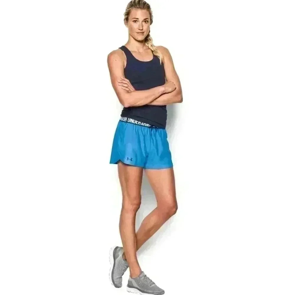 Under Armour Women's Play Up Blue Shorts, Size L